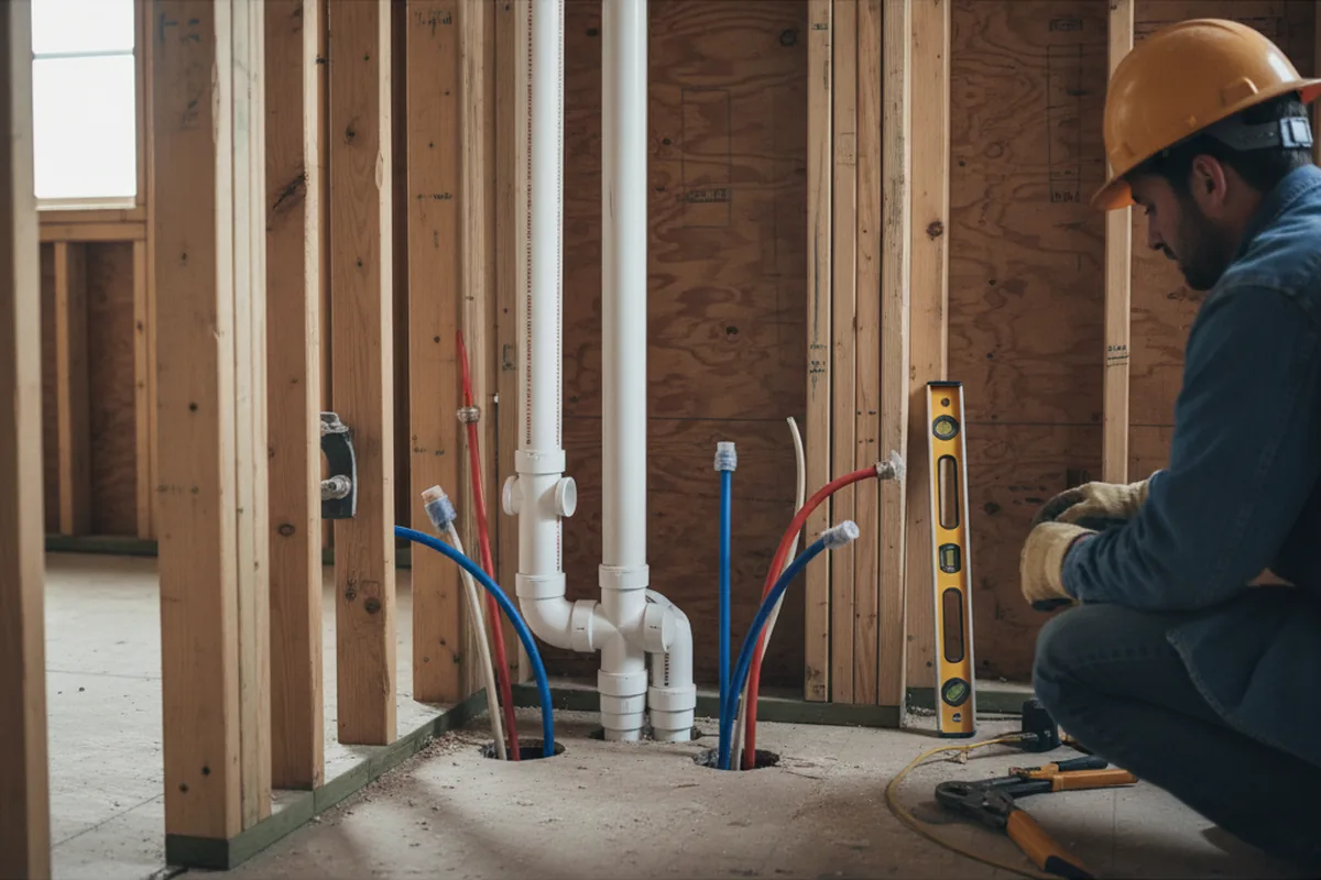 Drain and supply rough-in during Toilet Repair and Installation in Chaptico